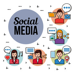 people social media networks communication digital vector illustration