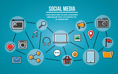 people social media mobile pc connection email sharing photo files vector illustration