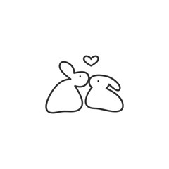 two rabbits in love