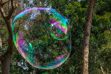 Giant bubble blower.in the park