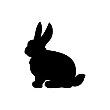 Silhouette of the rabbit on a white background