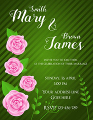 Green wedding invitation template