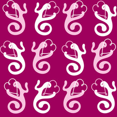 Obraz premium Pink and White Love Gestures Hearts of Love on Burgundy Background Seamless Repeat Pattern