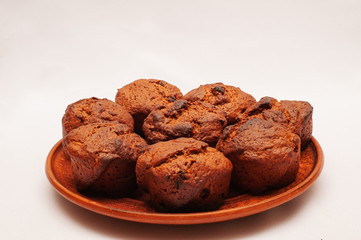 Chocolate cupcakes with poppy seeds and raisins