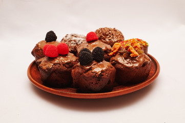 Chocolate cupcakes with poppy seeds and raisins