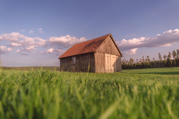 Farm house with green grass