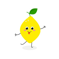 Vector illustration of funny cartoon lemon isolated on white background