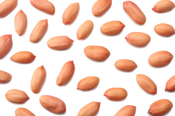 peanuts isolated on white background top view