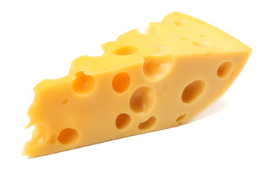 piece of cheese isolated on white background