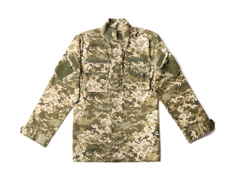 Military clothes on white background