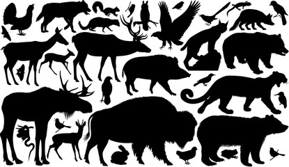 Fototapeta premium vector set of woodland animals silhouettes