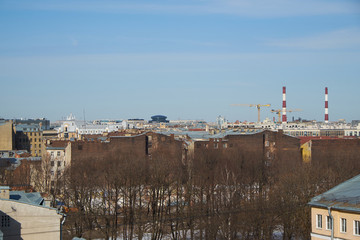 Fototapeta na wymiar Old roofs in the center of Petersburg.