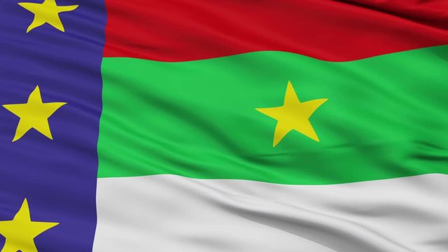 Vitoria da Conquista closeup flag, city of Brasil, realistic animation seamless loop - 10 seconds long