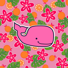 pattern with pink sperm whales