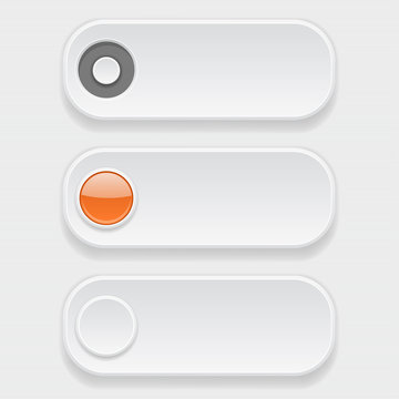 Oval white buttons with tags