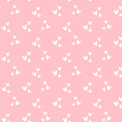 Seamless pattern with hearts on pink background. Vector illustration.