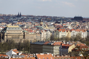 Obraz premium View on the sunny spring Prague City, Czech Republic
