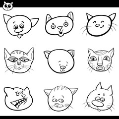 cartoon cats and kittens heads set
