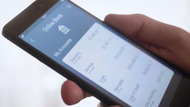 Checking bank accounts using banking app