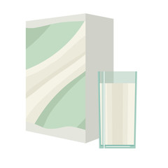 white light cow milk with a glass beaker and a packing isolated on a white background object vector illustration