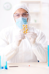 Lab assistant in drug synthesis concept