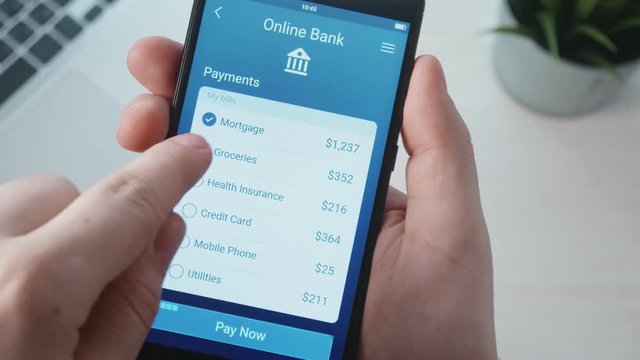 Paying bills using banking app