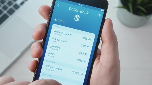 Checking banking activity using banking app