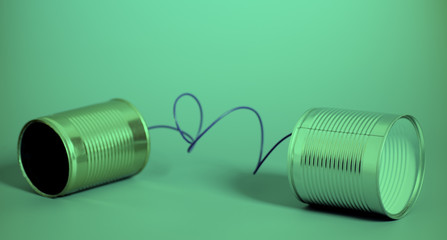 Tin can phone. Communication concept .