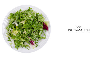 Mix of lettuce leaves in a plate pattern