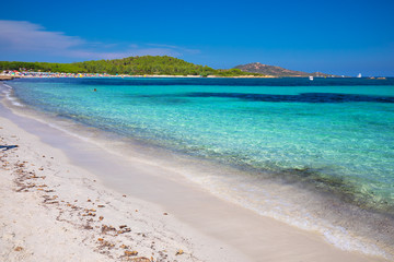 Lu Impostu beach with Isola Travolara in the background, Sardinia, Italy, Europe