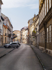 Fototapeta na wymiar calm street view in Sopron, Hungary