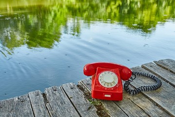 Old telephone in nature