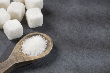 Fototapeta na wymiar Refined white sugar - common sugar