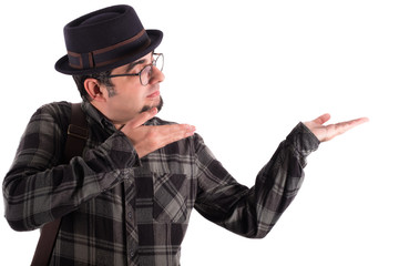 Young Man Presenting Something with His Hands
