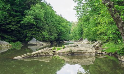 Fototapeta na wymiar Outdoor Scenic Park Stream with Limestone Features