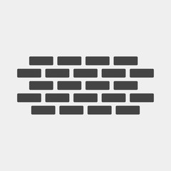 Vector brick icon. Illustration of brickwork. Brick wall on a gray background