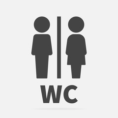 Vector icon of toilet. Plate on the door wc