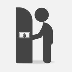 Vector icon of cash from the ATM. Business flat icon