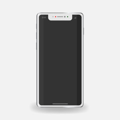 Vector illustration of a realistic white smartphone. Vector layout of the phone off for your design.