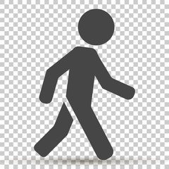 Vector icon of a walking pedestrian. Illustration of a walking man on transparent background