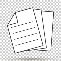 Vector icon of the document. Illustration of a business document on transparent background