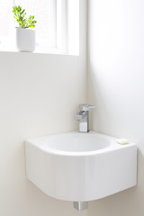 Fototapeta na wymiar Modern cloakroom washroom basin