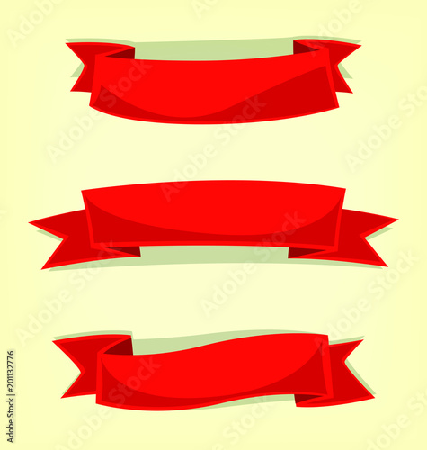 Vector Cartoon Red Ribbon Minimalist Badge Banner Ilration Vector Cartoon Red Ribbon Minimalist Badge Banner Ilration Template