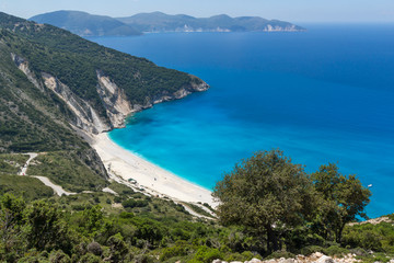 Fototapeta na wymiar Amazing Landscape of Myrtos beach, Kefalonia, Ionian islands, Greece