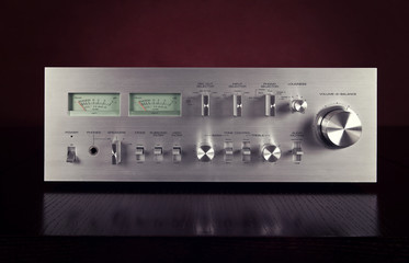 Vintage Stereo Amplifier Frontal Panel with VU meters