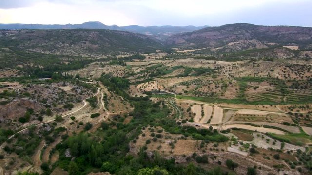 Albacete. Aerial view in village of Letur. Spain. 4k Drone Video