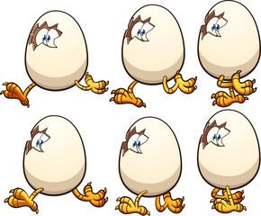 Walking egg sprites ready for animation. Vector clip art illustration with simple gradients. Each on a separate layer.