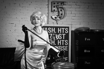 Actress in the style of Hollywood retro films