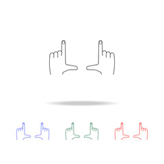hand sign I'm shooting icon. Elements of hands multi colored icons. Premium quality graphic design icon. Simple icon for websites, web design; mobile app, info graphics