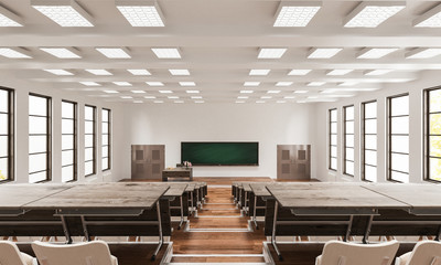 Interior of a Lecture Hall As Seen from the Rear